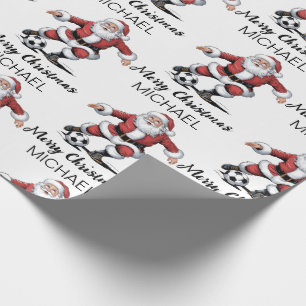 Papier Cadeau Joyeux Noël personnalisé Santa Claus Football
