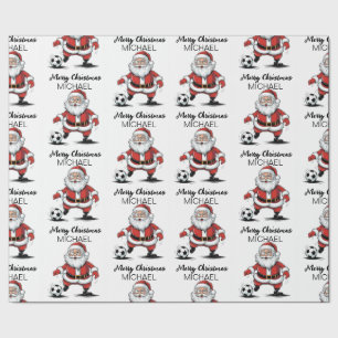 Papier Cadeau Joyeux Noël personnalisé Santa Claus Football