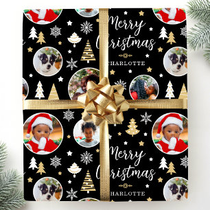 Papier Cadeau Joyeux Noël Photo personnalisée Arbres de fête Noi