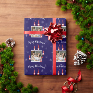 Papier Cadeau Joyeux Noël Photo personnalisée avec des Gnomes am