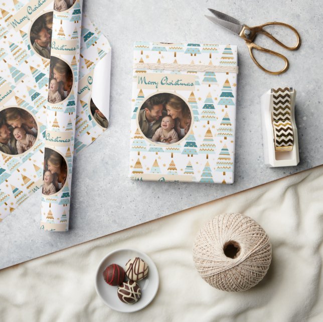 Papier Cadeau Joyeux Noël Photo personnalisée motif (Artisanat)