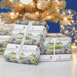 Papier Cadeau Joyeux Noël Pin Puppy Chien Photo Animal de Compag