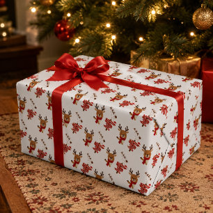Papier Cadeau Joyeux Noël Renne Mignon Fêtes