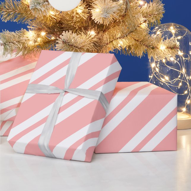 Papier Cadeau Joyeux Noël rose et blanc (Vacances)