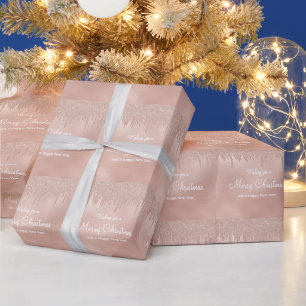 Papier Cadeau Joyeux Noël Rose Gold Drift Glam Girl