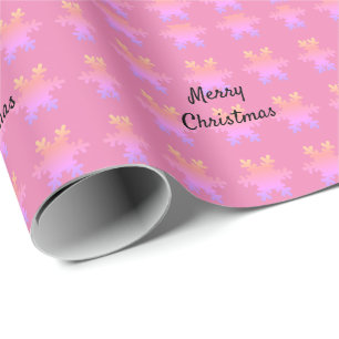 Papier Cadeau Joyeux Noël Rose Gold Motifs Flocon de Neige