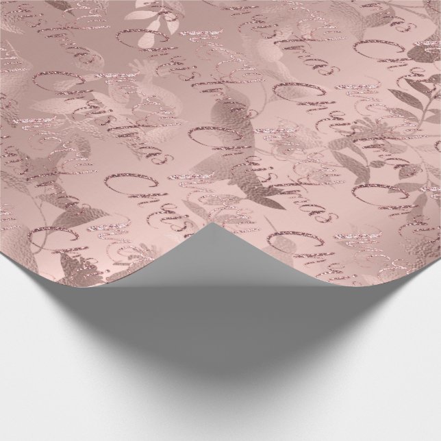 Papier Cadeau Joyeux Noël Rose Parties scintillant florale Scrip (Coin)