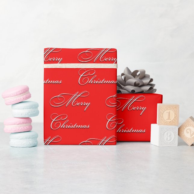 Papier Cadeau Joyeux Noël rouge blanc (Baby Shower)