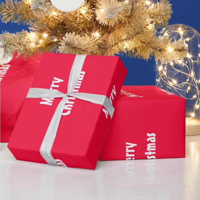 Papier Cadeau Joyeux Noël Rouge Blanc rayé Modèle (Vacances)