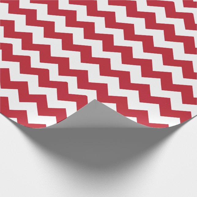 Papier Cadeau Joyeux Noël rouge et blanc Chevron (Coin)