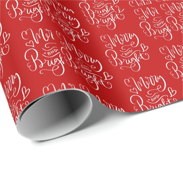Papier Cadeau Joyeux Noël Rouge Lumineux (Coin rond)