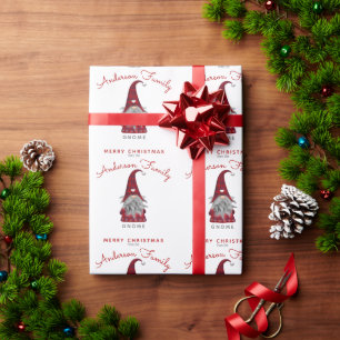 Papier Cadeau Joyeux Noël rustique mignon Gnome de famille pour