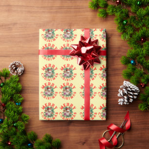 PAPIER CADEAU JOYEUX NOËL SAINT NICOLAS FLEURS EN FLEUR
