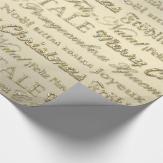 Papier Cadeau Joyeux Noël Salutations Multi-Langues Or