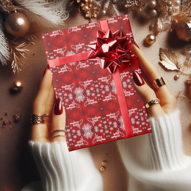 Papier Cadeau JOYEUX Noël sans couture papier d'emballage rouge (Créateur téléchargé)