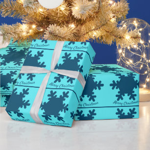Papier Cadeau Joyeux Noël Snowflake Motif Blue Cute tendance