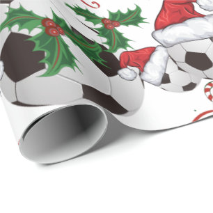 Papier Cadeau Joyeux Noël Soccer Ball Père Noël