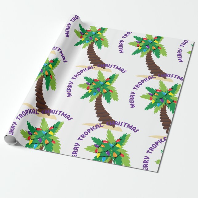 Papier Cadeau Joyeux Noël tropical (Déroulé)