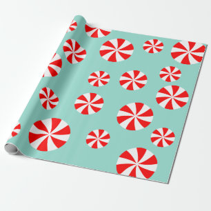 Papier Cadeau Joyeux Noël  Vacances de bonbons à la menthe poi