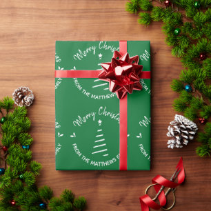 Papier Cadeau Joyeux Noël Vert De Nom Personnalisé