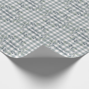 Papier Cadeau Joyeux Noël Vert Plaid Wreath Buffalo Check