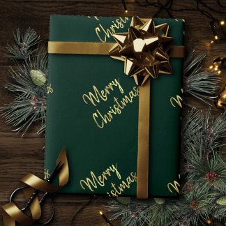 Papier Cadeau Joyeux Noël | Vert tendance et Or moderne