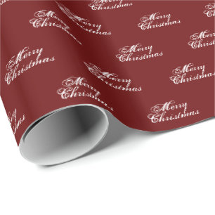 Papier Cadeau Joyeux Noël vin blanc et burgundy marron écriture