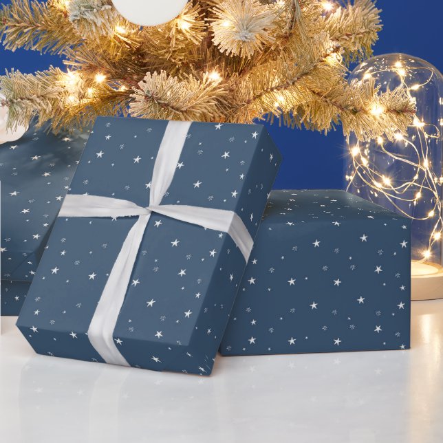 Papier Cadeau Joyeux Noël White Stars (Vacances)