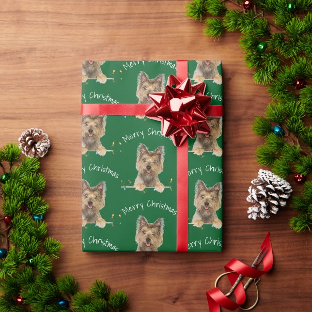 Papier Cadeau Joyeux Noël Yorkshire Terrier Sur Tinsel (Cadeau de vacances)