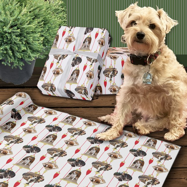 Papier Cadeau Joyeux ornements de Noël Photos personnalisées (Créateur téléchargé)
