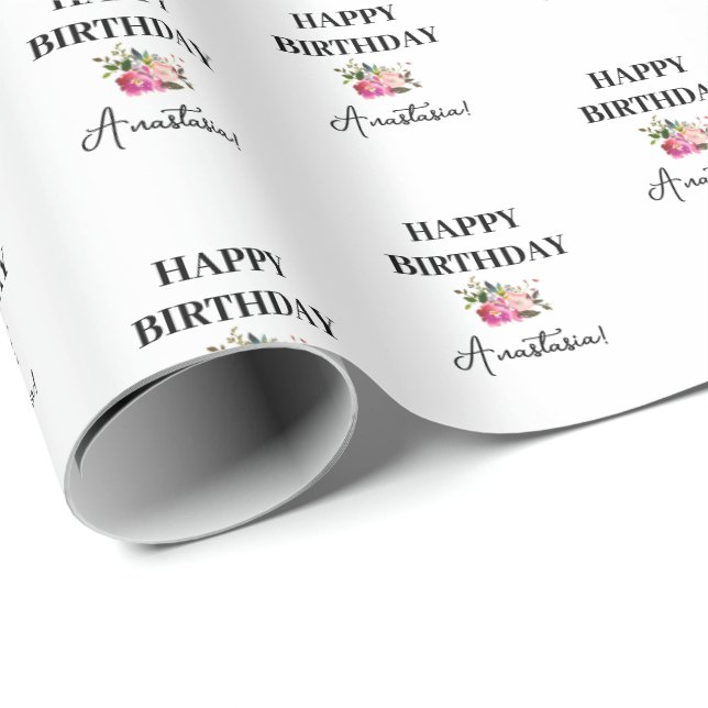 Papier Cadeau Joyeux papier d'enveloppement d'anniversaire (Coin rond)