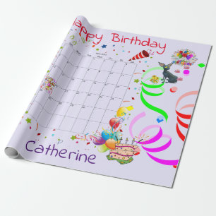 Papier Cadeau Joyeux papier d'enveloppement d'anniversaire juin