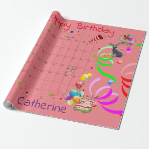 Papier Cadeau Joyeux papier d'enveloppement d'anniversaire Octob