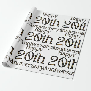 Papier Cadeau Joyeux papier d'enveloppement du 20e anniversaire