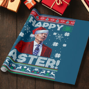 Papier Cadeau Joyeux Pâques drôle Joe Biden Père Noël bleu Noël