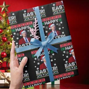 Papier Cadeau Joyeux Pâques drôle Joe Biden Père Noël Noël