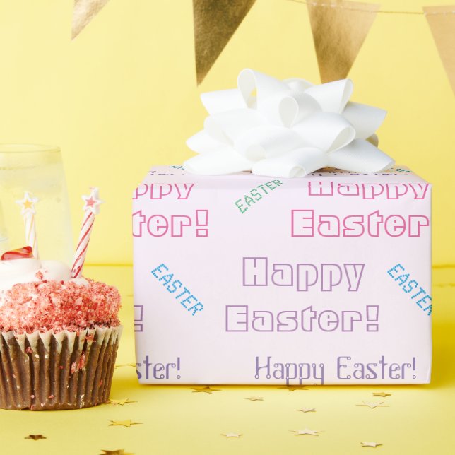 Papier Cadeau Joyeux Pâques ! Pâques Pastel Typographie à thème (Fête d'anniversaire)