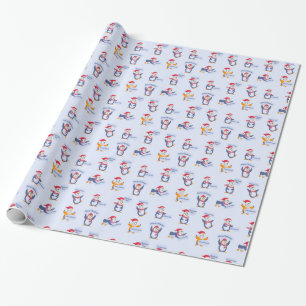 Papier Cadeau Joyeux pingouins de Noël