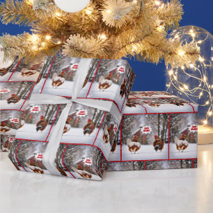 Papier Cadeau Joyeux Poulets De Vacances Dans Les Snowflakes