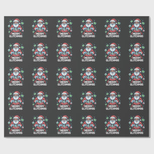 Papier Cadeau Joyeux programmeur de codage Glitchmas Père Noël N