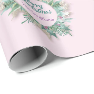 Papier Cadeau Joyeux rose de menthe de pourpre de vacances de