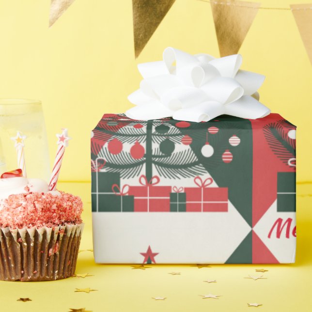 Papier Cadeau Joyeux sapin de Noël (Fête d'anniversaire)