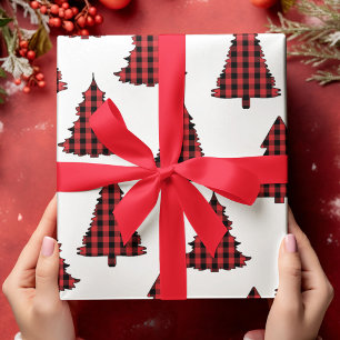 Papier Cadeau Joyeux sapin de Noël Simple Buffalo Check Motif