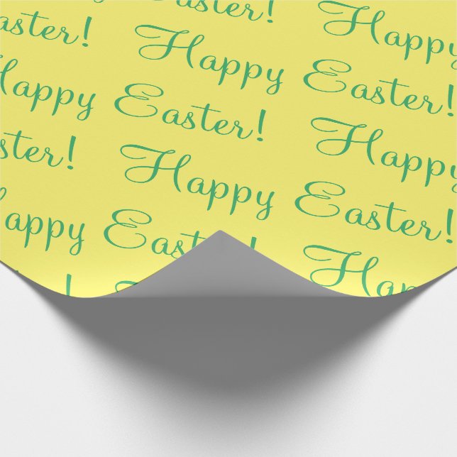 Papier Cadeau Joyeux Script de Pâques Jaune cadeau de printemps (Coin)