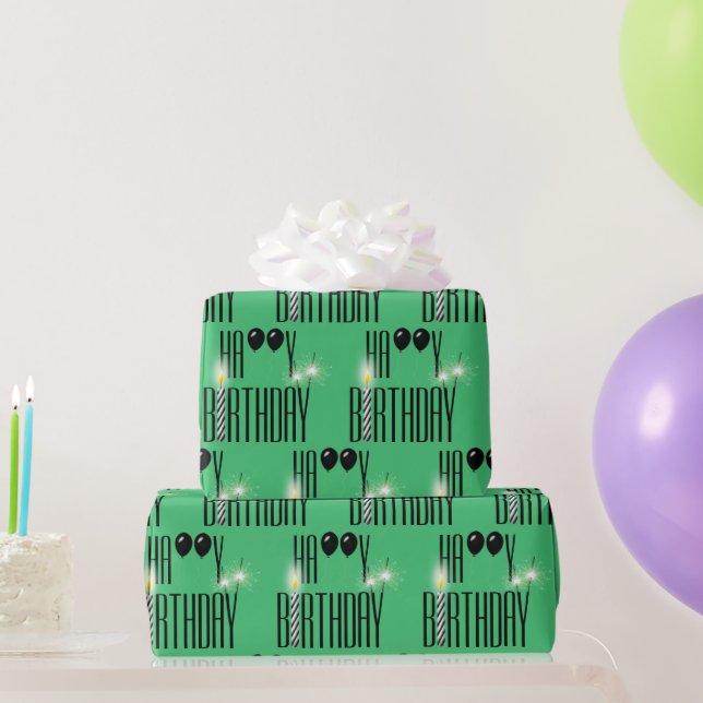 Papier Cadeau Joyeux Sparklers et Ballons d'anniversaire (Cadeaux de fête)
