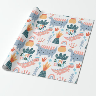 Papier Cadeau Joyeux Super Dino