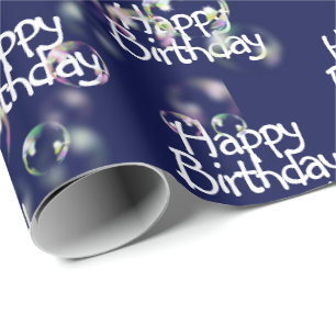 Papier Cadeau Joyeux texte d'anniversaire et bulles papier d'env