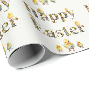 Papier Cadeau Joyeux texte décoratif de Pâques Chics bébé