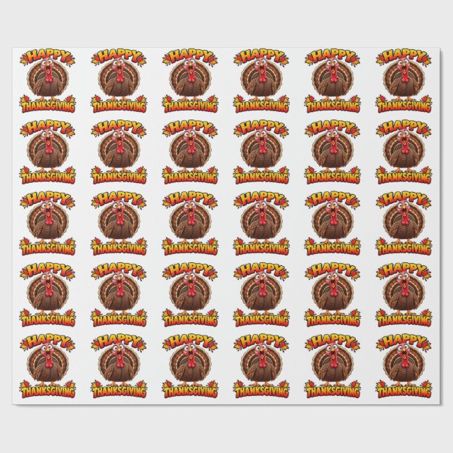 Papier Cadeau Joyeux Thanksgiving dinde (Plat)