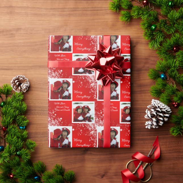 Papier Cadeau Joyeux Tout ! - 2 photos personnalisées (Cadeau de vacances)